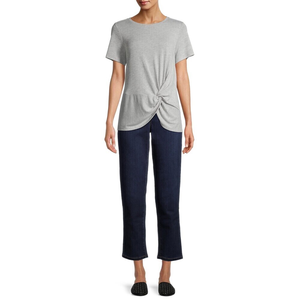 B Collection By Bobeau Women's Short Sleeve T-Shirt Gray Plus Size 3X